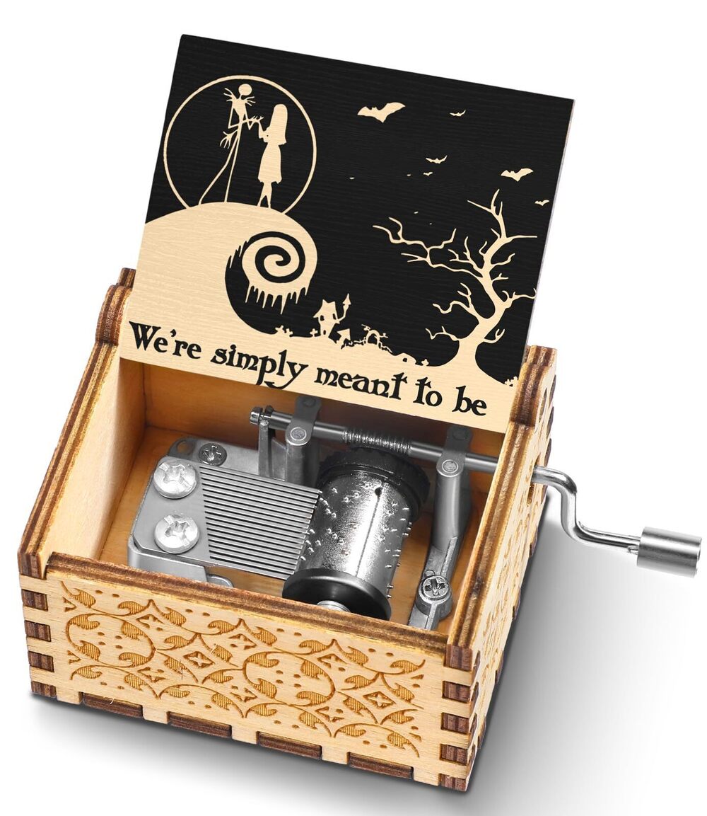 5000 Anime Wooden Music Box - Hand Crank Engraved Musical Box Vintage
